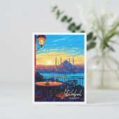 Istanbul Türkei Vintage Reise Illustration Postkarte (Stehend Vorderseite)