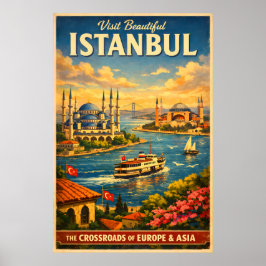 Istanbul Türkei - Vintage Reiseplakat Poster