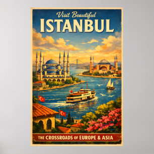 Istanbul Türkei - Vintage Reiseplakat Poster
