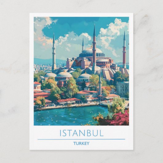 Istanbul Türkei Vintage Travel Postkarte (Vorderseite)
