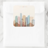 Istanbul, Turkey | City Skyline Quadratischer Aufkleber (Tasche)