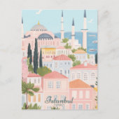 Istanbul Turkey Gouache Paint Illustration Travel Postkarte (Vorderseite)