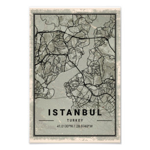 Istanbul Turkey Map Print Canvas Fotodruck