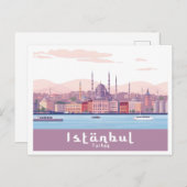 Istanbul Turkey Pastel Travel Design Postkarte (Vorne/Hinten)