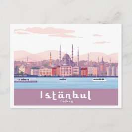 Istanbul Turkey Pastel Travel Design Postkarte