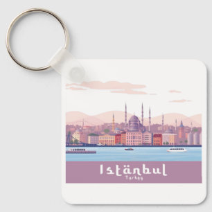 Istanbul Turkey Pastel Travel Design Schlüsselanhänger