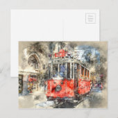 Istanbul Turkey Red Trolley Postkarte (Vorne/Hinten)