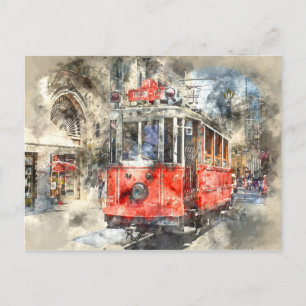 Istanbul Turkey Red Trolley Postkarte