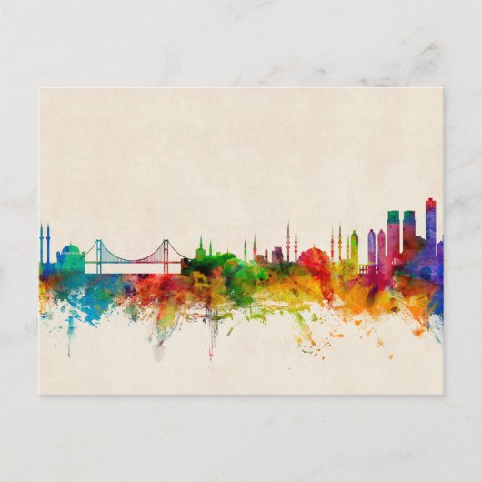 Istanbul Turkey Skyline Postkarte (Vorderseite)