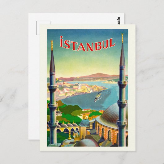 Istanbul Turkey Vintage Poster 1939 Postkarte (Vorne/Hinten)