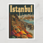 Istanbul Turkey Vintage Travel Illustration Postkarte (Vorderseite)