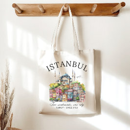 Istanbul Turkey Watercolor art city landscape Tragetasche
