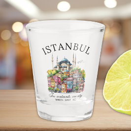 Istanbul Turkey Watercolor art city  Schnapsglas