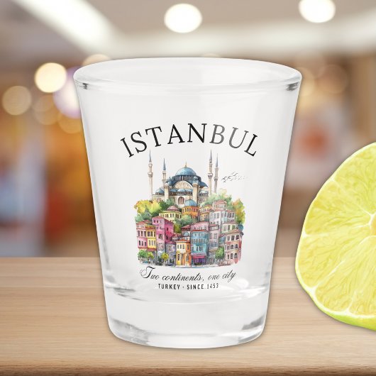Istanbul Turkey Watercolor art city  Schnapsglas