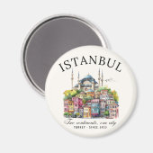 Istanbul Turkey Watercolor Skyline city Magnet (Vorderseite/Rückseite)