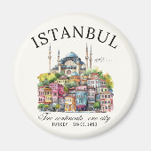 Istanbul Turkey Watercolor Skyline city Magnet (Vorne)
