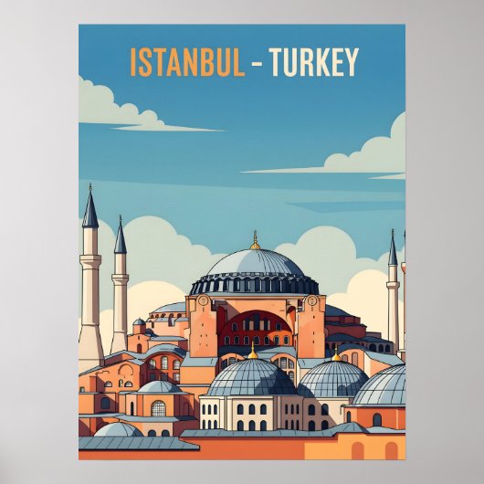 Istanbul Turkey with hagia Sophia and minarets Poster (Vorne)