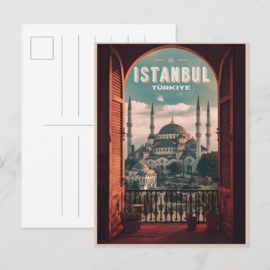 Istanbul Turkiye Reise Vintage Souvenirgeschenke Postkarte (Vorne/Hinten)