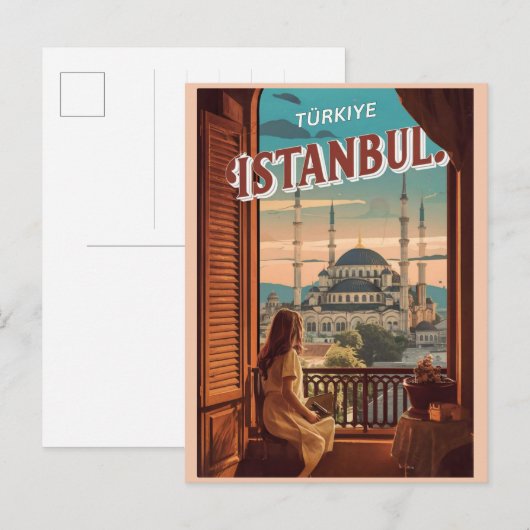 Istanbul Turkiye Reise Vintage Souvenirgeschenke Postkarte (Vorne/Hinten)