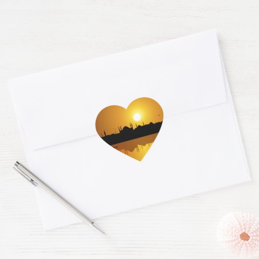 Istanbul und Sonnenuntergang Herz-Aufkleber (Umschlag)