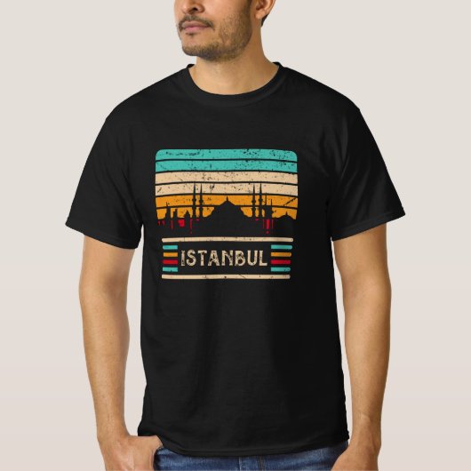 Istanbul Vintag Skyline Sultan Moschee Türkei T-Shirt (Vorderseite)