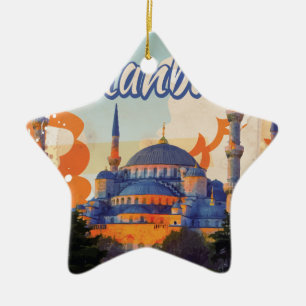 Istanbul Vintage Reiseplakat Keramikornament