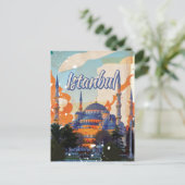 Istanbul Vintage Travel Poster Postkarte (Stehend Vorderseite)