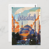 Istanbul Vintage Travel Poster Postkarte (Vorne/Hinten)