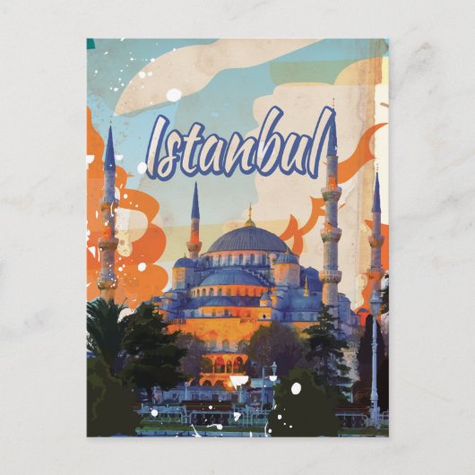 Istanbul Vintage Travel Poster Postkarte (Vorderseite)
