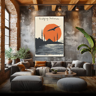 Istanbuler Silhouette bei Sonnenuntergang - Minima Poster
