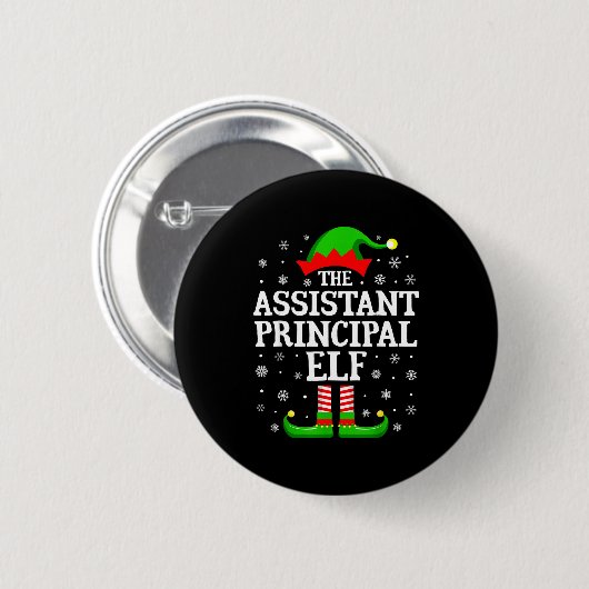 Istant Principal Elf Funny Christmas Family Matchi Button (Vorne & Hinten)