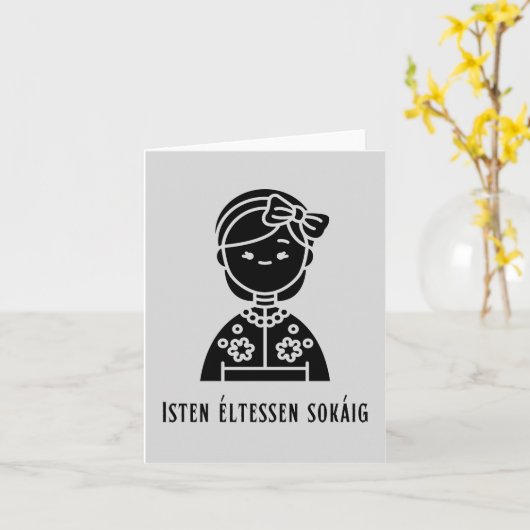 Isten éltessen sokáig, Ungarischer Geburtstag Karte (Gelbe Blume)