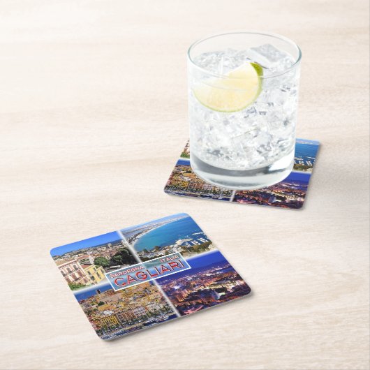 IT2027 Europa - Italien - Sardinien - Cagliari - H Rechteckiger Pappuntersetzer (Vor Ort)