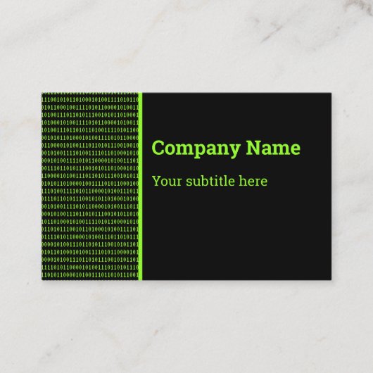 IT Beruflich - Binärkode auf grün auf schwarz Visitenkarte (Vorderseite)