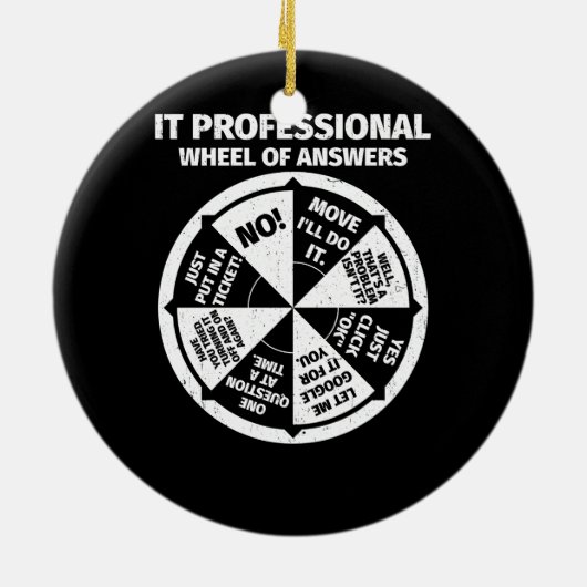 IT-Berufliches Geek Wheel of Answers Keramik Ornament (Hinten)