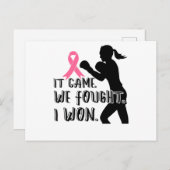 It Came We Fought I Won Breast Cancer Awareness Einladungspostkarte (Vorne/Hinten)