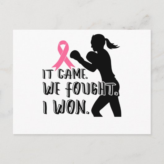 It Came We Fought I Won Breast Cancer Awareness Einladungspostkarte (Vorderseite)