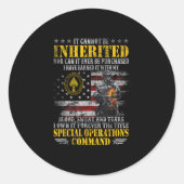 It Cannot Be Inherited Special Operations Command  Runder Aufkleber (Vorderseite)
