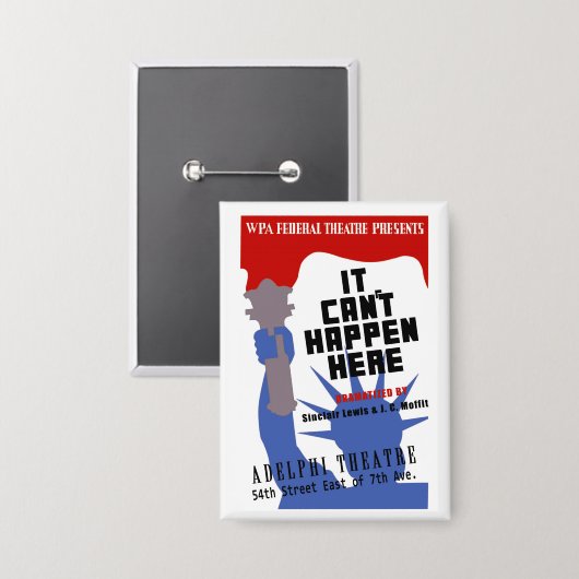 It Can't Happen Here WPA Poster Button (Vorderseite/Rückseite)