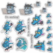 IT Cat and Quircky the blue dog. Aufkleber (Vorderseite)