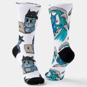 IT Cat and Surfer Dog Socken (Gewinkelt)