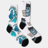 IT Cat and Surfer Dog Socken (Rechts)