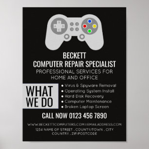 IT/Computer, Fachwerbung für Computerreparatur Poster