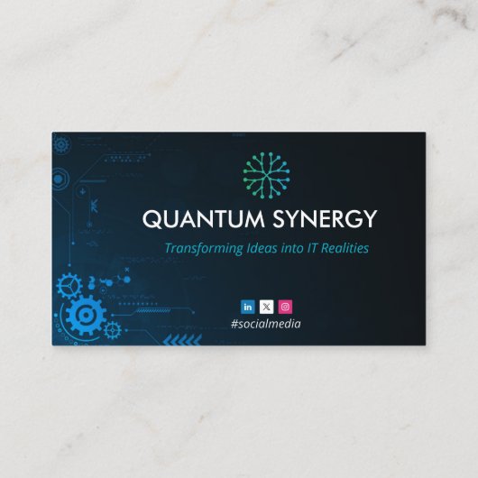 IT Consulting Business | Einfache dunkle Futuristi Visitenkarte (Rückseite)