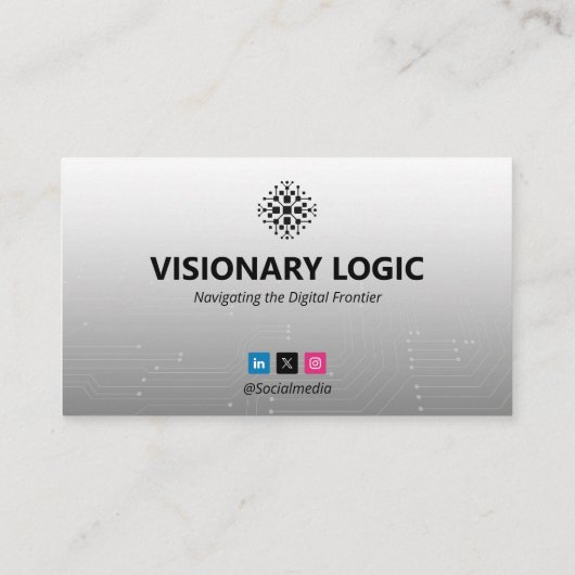 IT Consulting Business | Futuristisches Grau-Licht Visitenkarte (Rückseite)