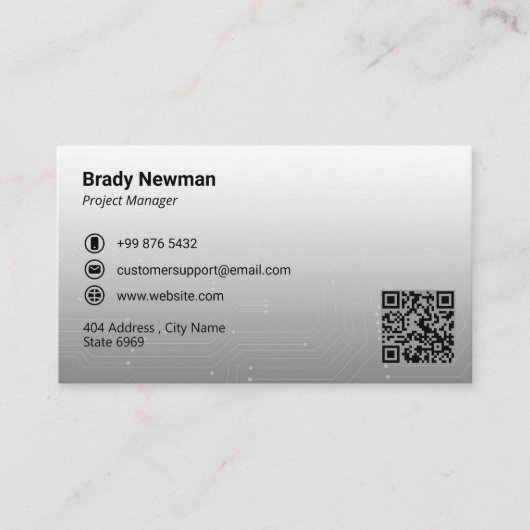 IT Consulting Business | Futuristisches Grau-Licht Visitenkarte (Vorderseite)