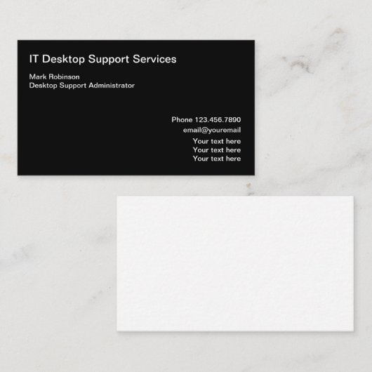 IT Desktop Support-Spezialist Visitenkarte (Vorne/Hinten)