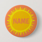 IT-Etikett mit gelbem orangefarbenem Sonnenschein Button (Vorderseite)