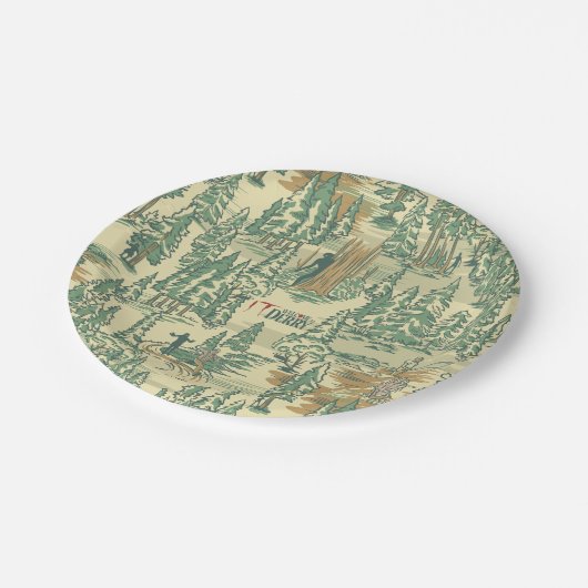 IT Forest Fishing Muster Pappteller (Schrägansicht)