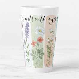 It Is Well With My Soul Floral Watercolor Mug Milchtasse
